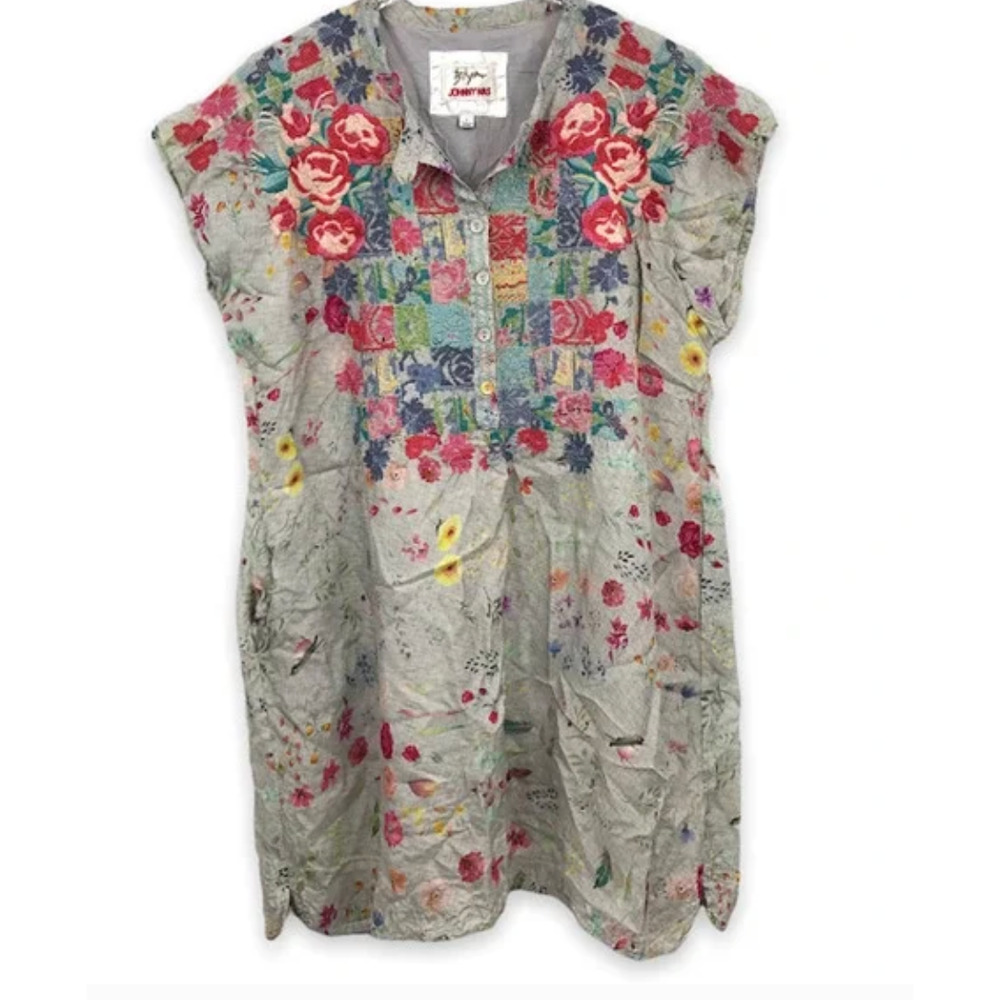 Johnny Was Floral Embroidered Midi Dress - Multicolor